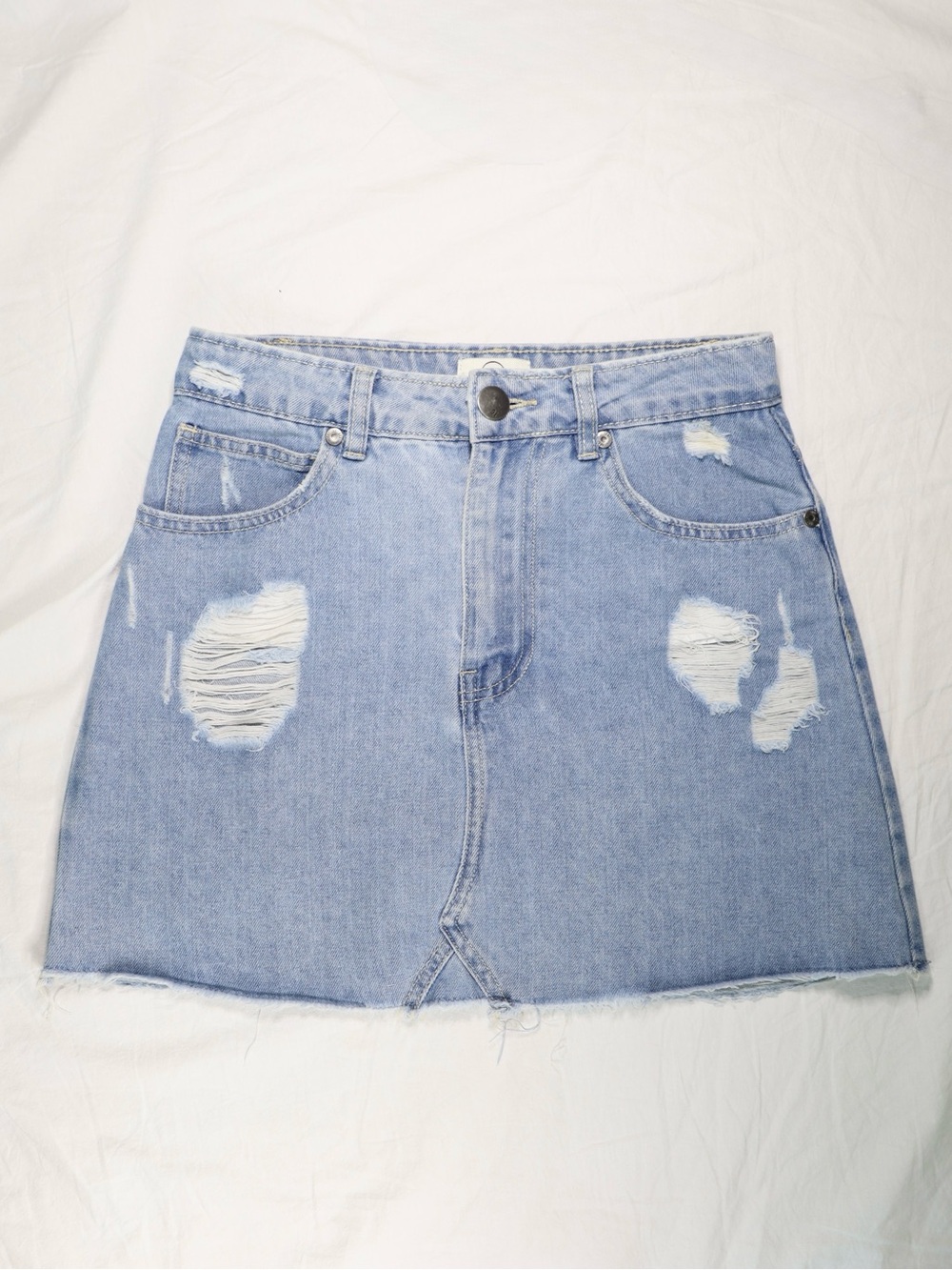 Cotton On Denim Mini Skirt Distressed | Light Blue Wash Size US4